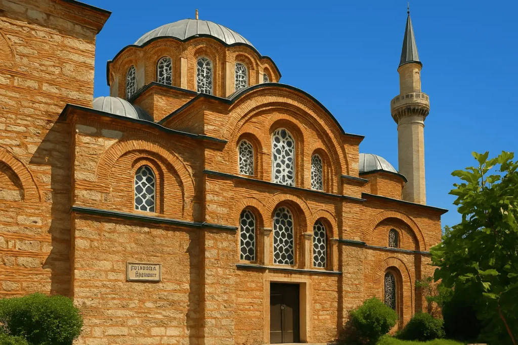 Facade of Fethiye Mosque showing blend of Byzantine and Ottoman architecture