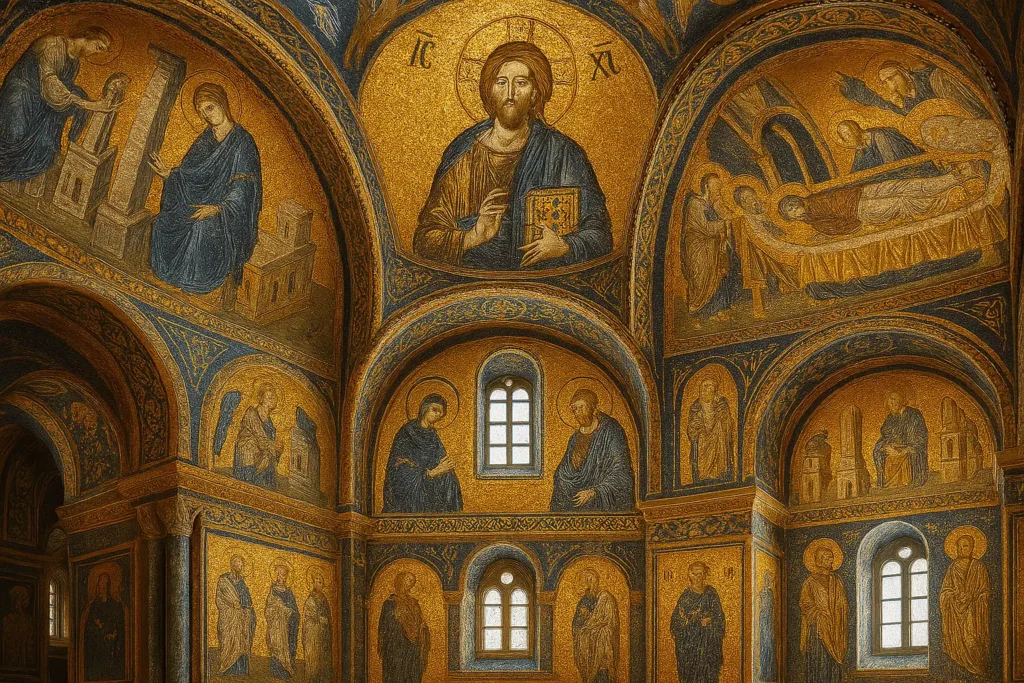 Interior mosaic artwork of Chora Church turned mosque in Istanbul